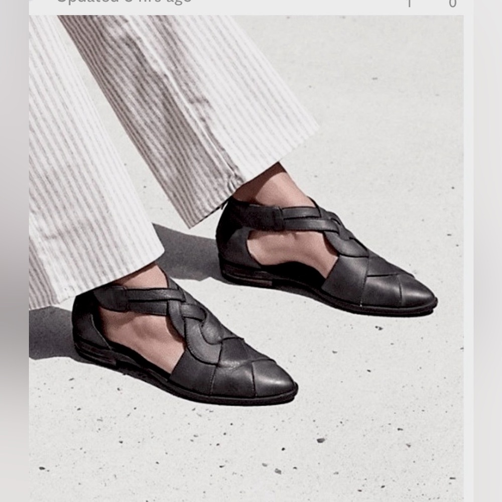 Free People Wonderlust Flats Black leather Braided Design EU Size 38 = US 7.5